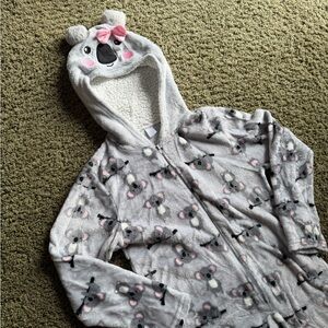 Cozy Kids Koala Print One-Piece Pajamas - Light Gray size 7/8